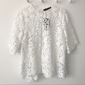Zara white lacy top // medium // nwt